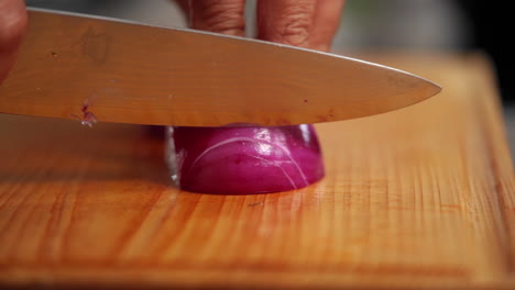 chopping onion in slow motion