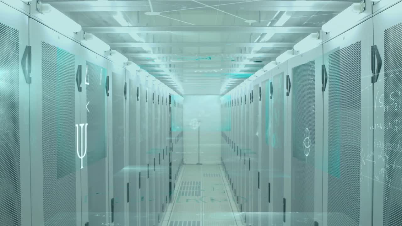 Animation of mathematical equations over server room
