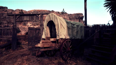 covered wagon in the wild west