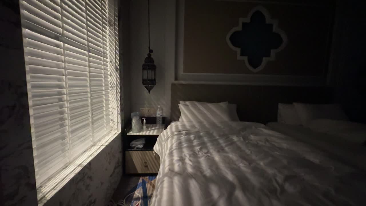 Dark and Serene Hotel Room at Night