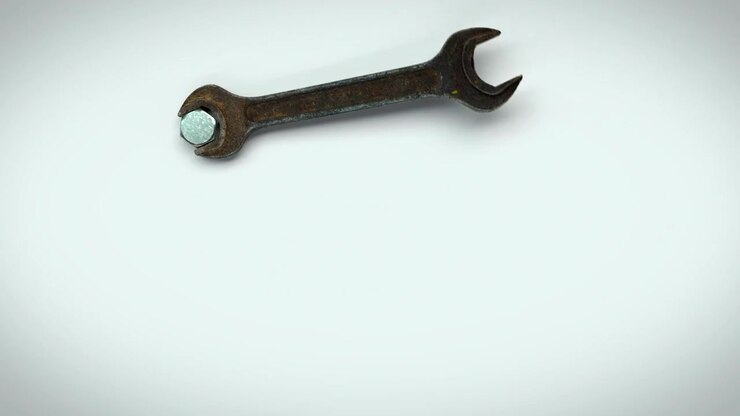Wrench tightens a bolt, looped animation with alpha mask