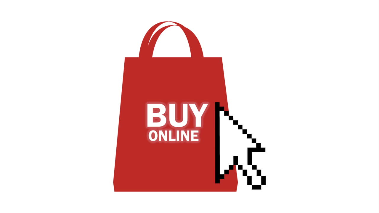 bolsa de compras con botón de compra en línea