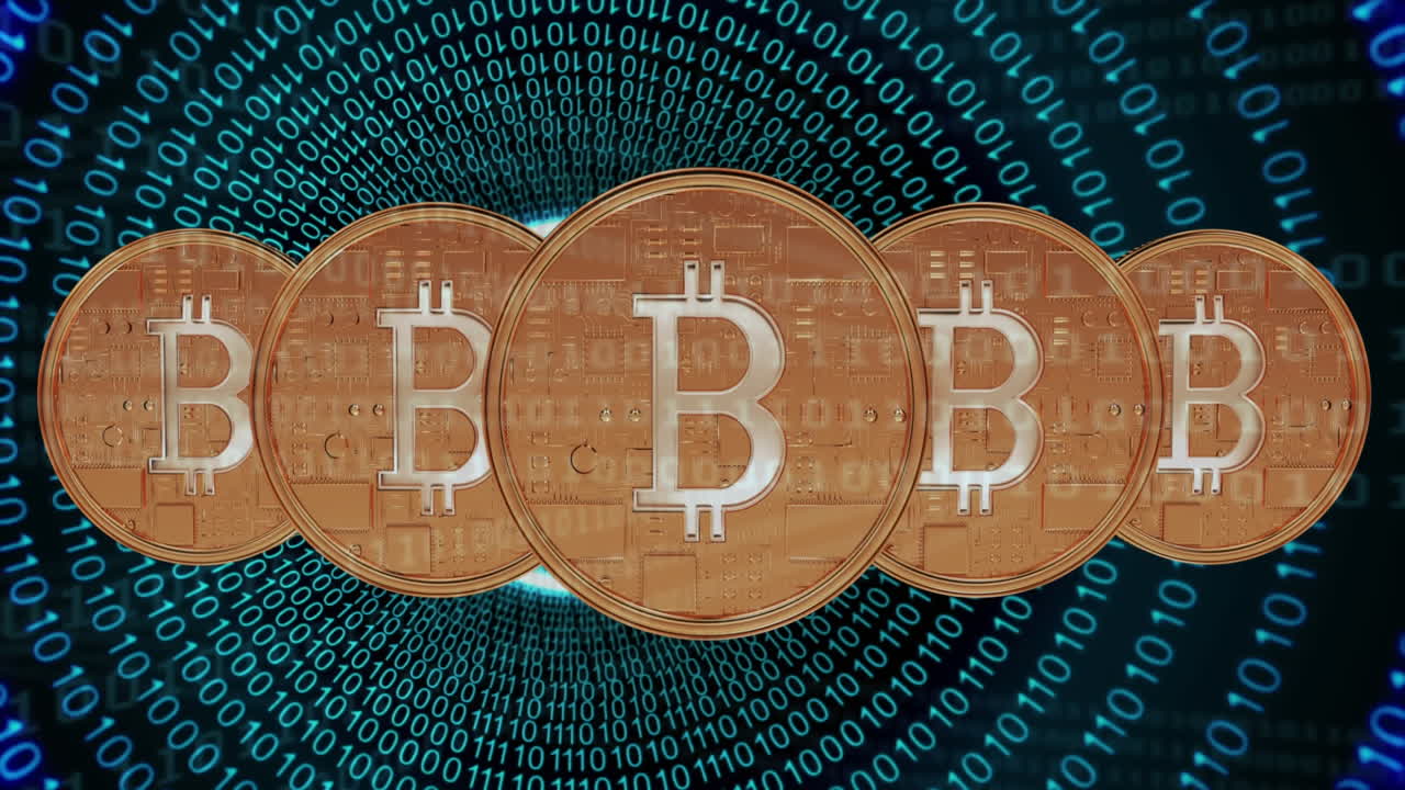 compuesto digital de la tecnología de criptomoneda y el sistema binario