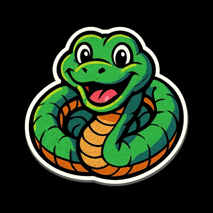 Personaggio animato di serpente dei cartoni animati che sorride e tira fuori la lingua