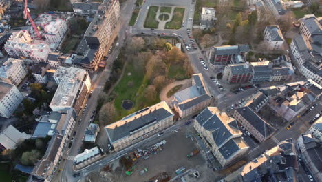 aerial view of a european city center