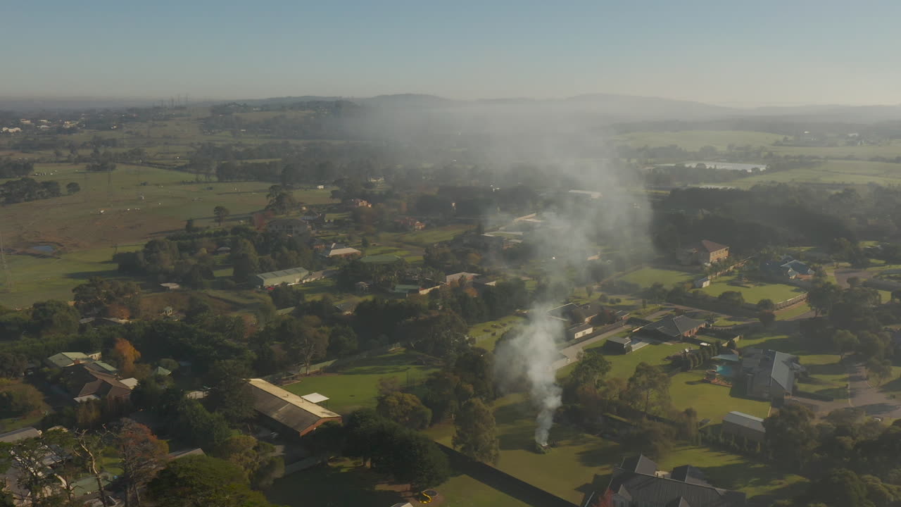 제어된 소각에서 위에서 본 효과의 공중 관점