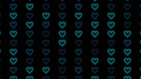 patrón de corazones con luz azul neón pulsante 7