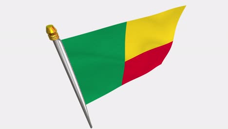 loop video of benin flag  fluttering in the wind, slow motion video of 4k , with alpha channel