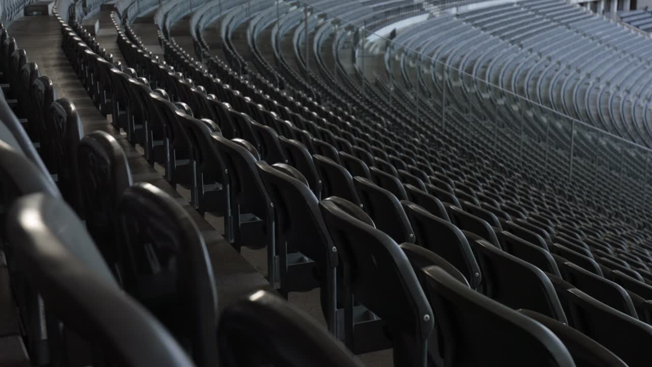 Rows of seats in football stadium in 4K