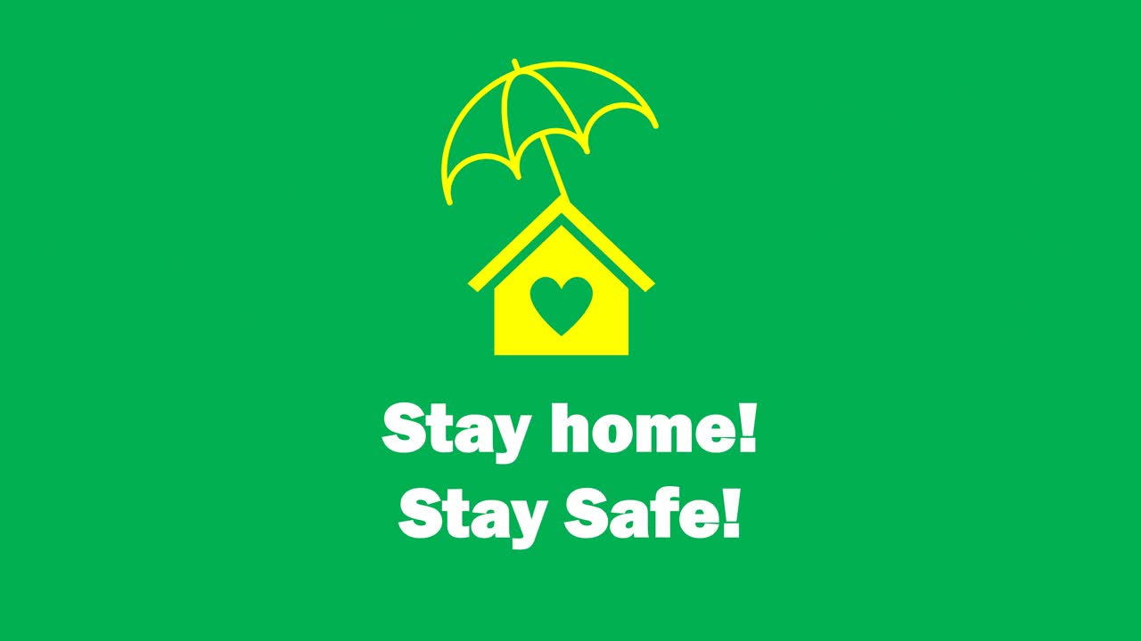 우산으로 덮인 노란색 집은 집을 둘러싸고 있는 covid-19 또는 코로나 바이러스로부터 보호받고 있습니다.