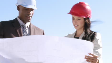 two architects discussing the implementation of a plan