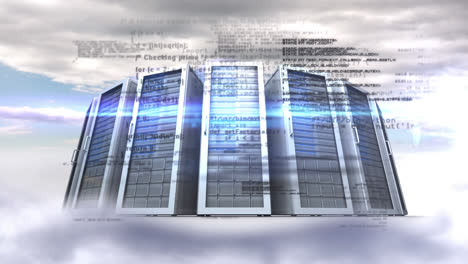 animación del procesamiento de datos en servidores y nubes