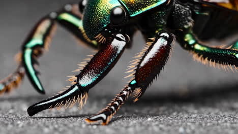 macro close-up of an iridescent beetle