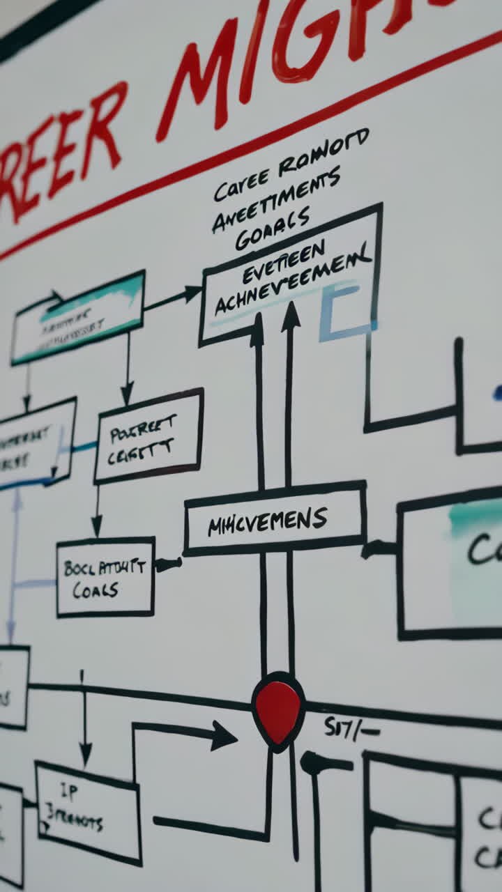 Strategier for karrierevækst: Mindmaps på whiteboard