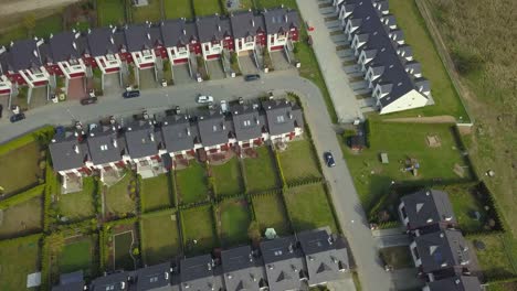 aerial of residential neighbourhood and houses suburb