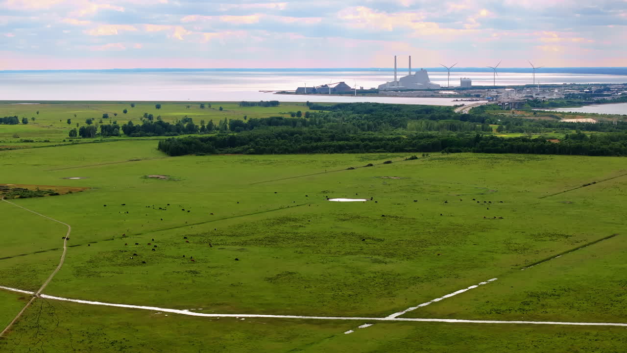 Aerial drone view of Naturcenter Amager in Kastrup, Denmark