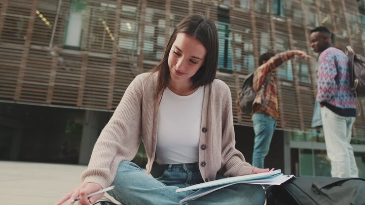 Studenti che studiano nel campus