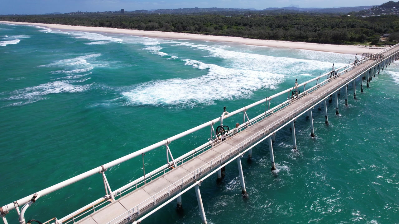 Tweed Sand Bypass - Sand Transport System At Letitia Beach In NSW, Australia. - aerial shot
