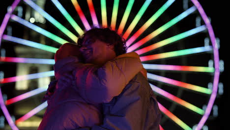 Affectionate-couple-dating-outdoor.-Man-and-woman-hugging-on-urban-street.