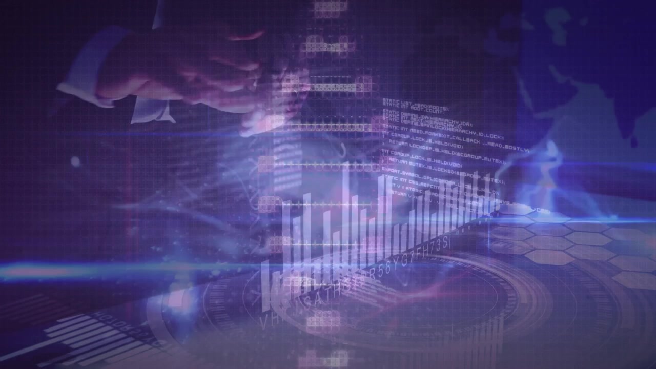 Animation of data processing over men using computer