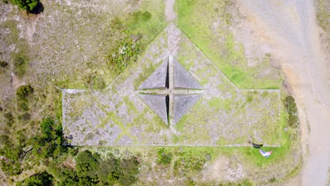 Aerial-top-down-rising-over-Valle-Nuevo-pyramid-in-Dominican-Republic