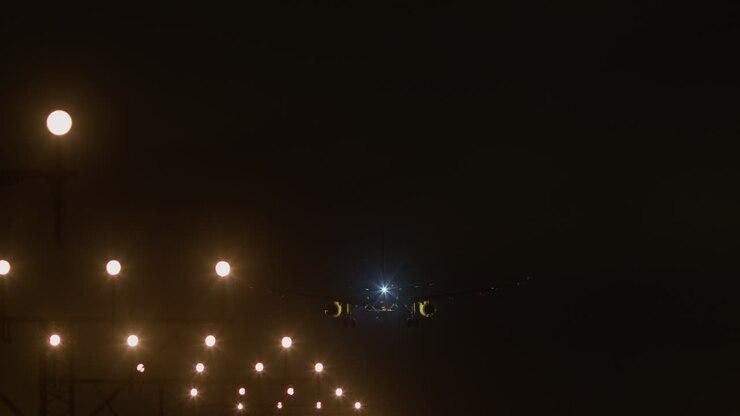 Atterraggio in aereo di notte