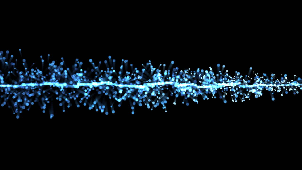 검정색 배경에 빛나는 부드러운 파란색 입자 트레일 애니메이션