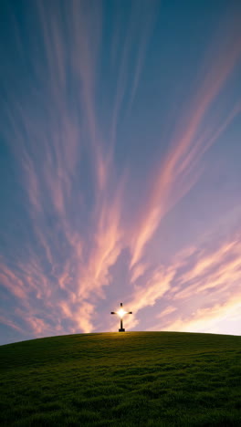 cross on a hill at sunrise/sunset
