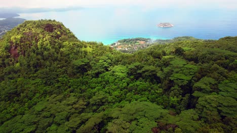 rotate drone over national park above clouds after the rain