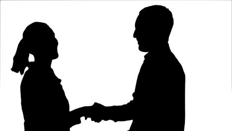 la silueta de la gente se reúne y se da la mano