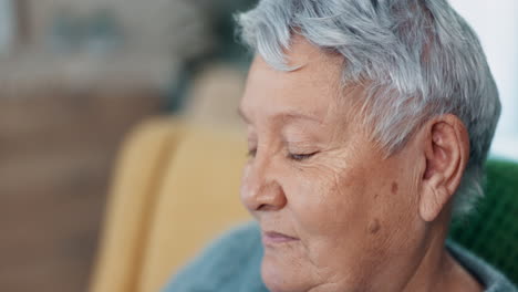 Senior-woman,-photograph-and-memory-on-a-home-sofa