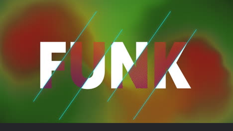 animation of funk text over red and green background