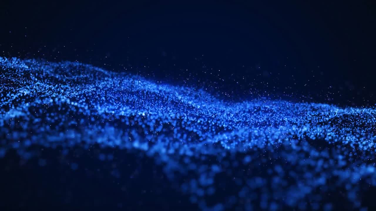 Animation of glowing blue particles