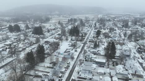 low altitude winter drone flight over olean, new york