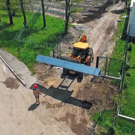 excavator working at construction site