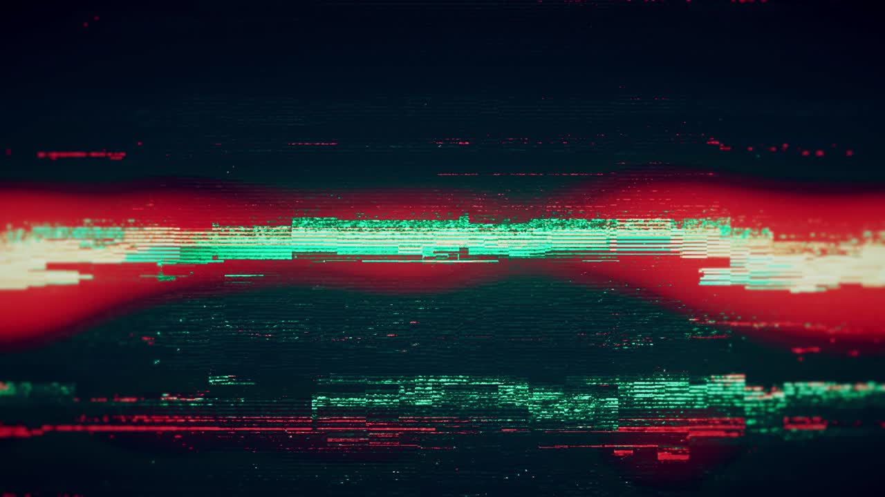 Abstract Digital Glitch Noise with Red and Green Static