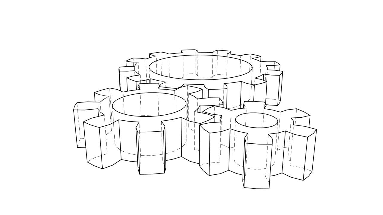 ruedas de engranajes giratorias. bucle sin costuras