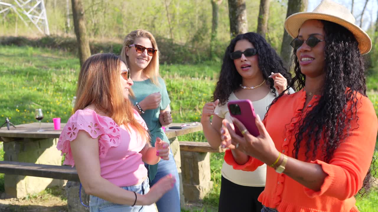 Group of women having fun outdoors