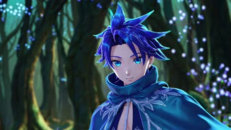 anime boy mage in a forest