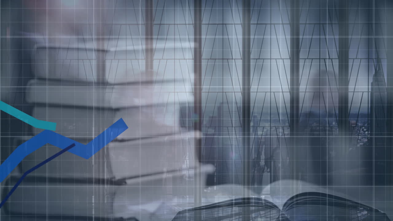 animación del procesamiento de datos financieros sobre personas de negocios caminando