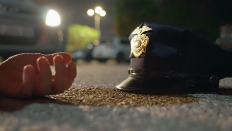 oficial de policía derribado