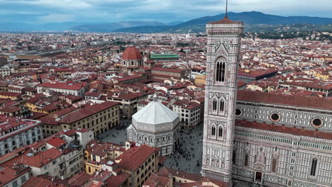 florence cathedral aerial view with giotto's bell tower and baptistery in italy