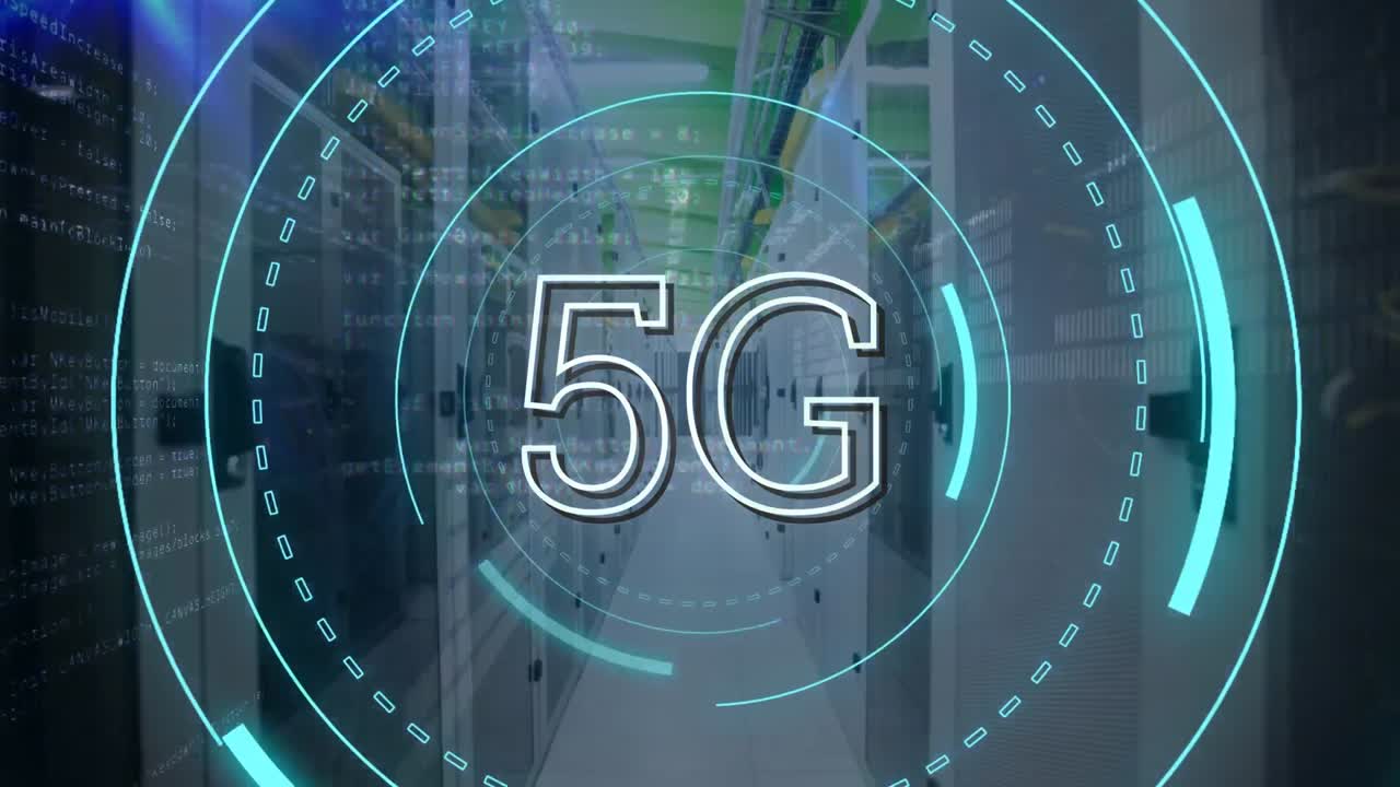 5g scritto nel mezzo di un cerchio futuristico