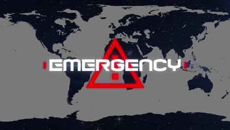 Animación-Del-Texto-De-Emergencia-Sobre-El-Mapa-Mundial