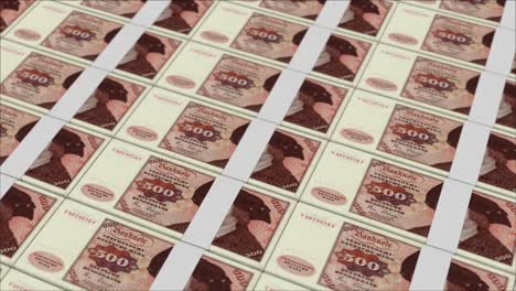 500 deutsche mark germany banknotes printing by a money press
