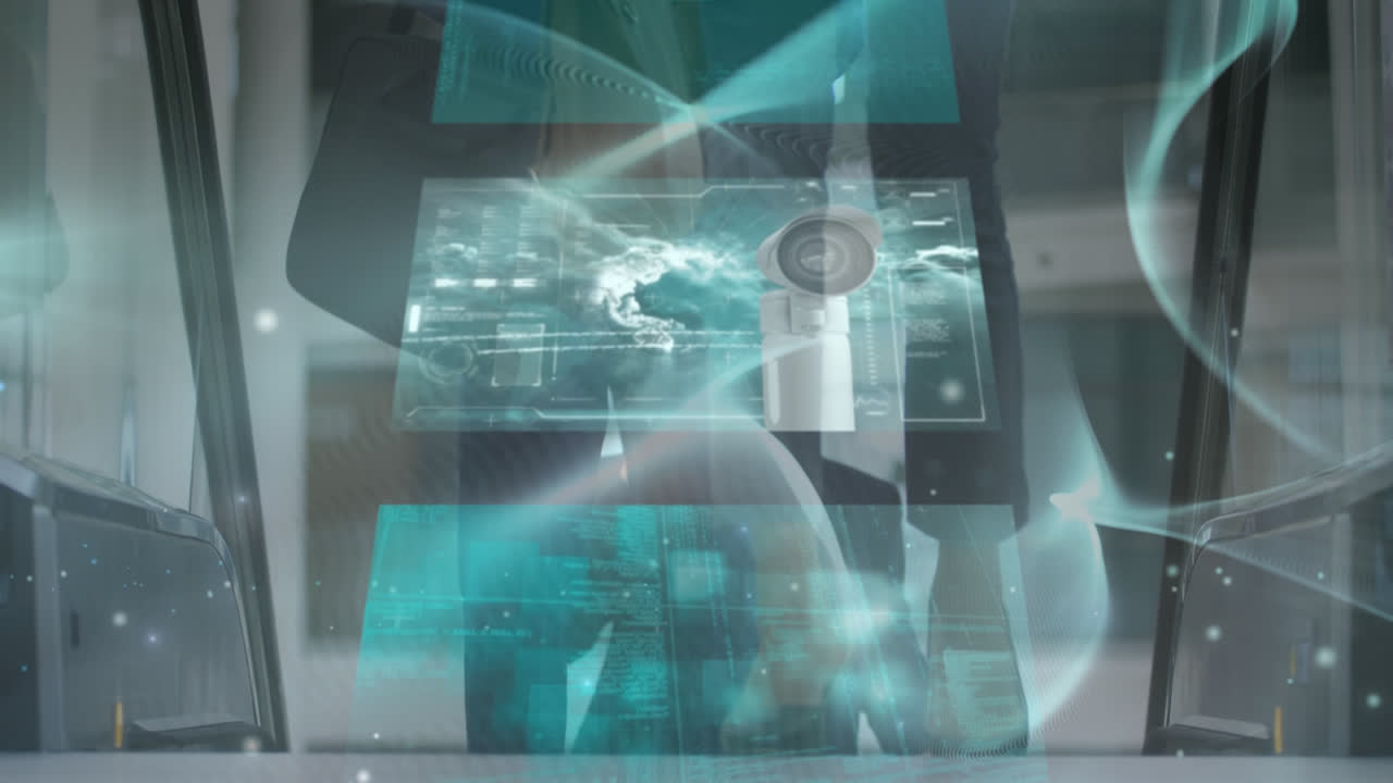 걸어다니는 사업가들 위에서 금융 데이터 처리의 애니메이션