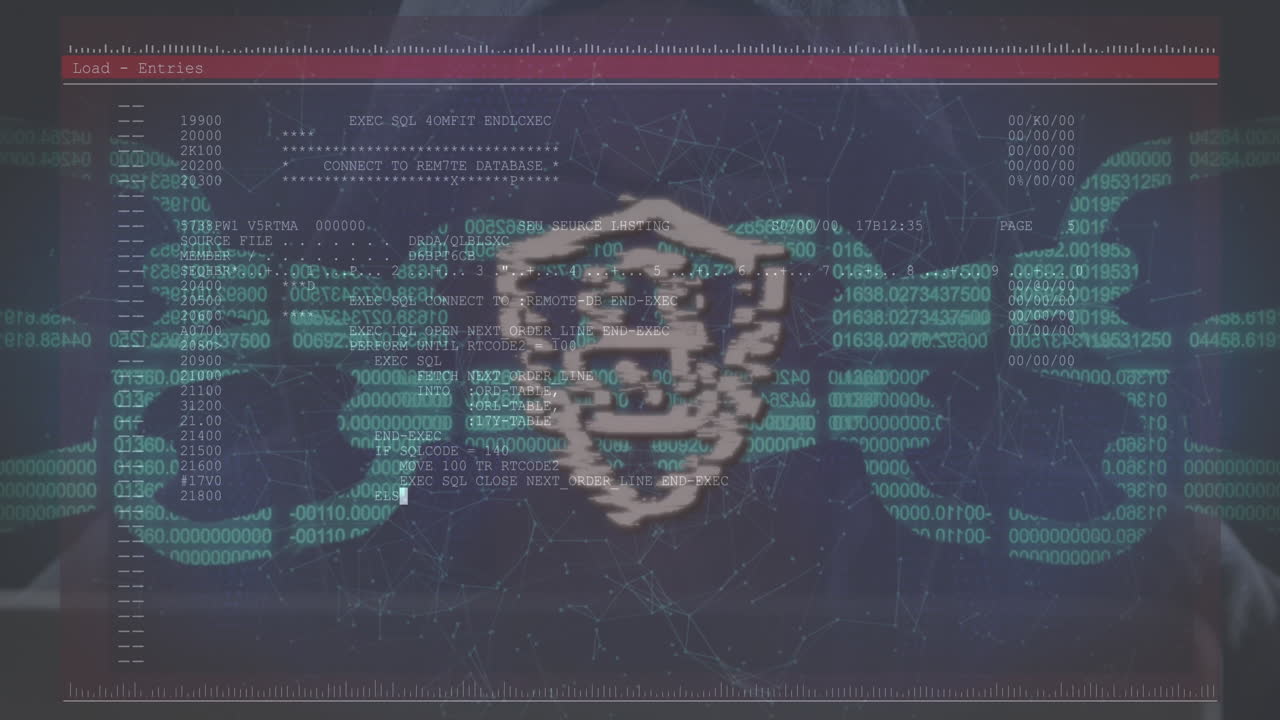 Security chain and padlock icons over screen with data processing against male hacker using computer