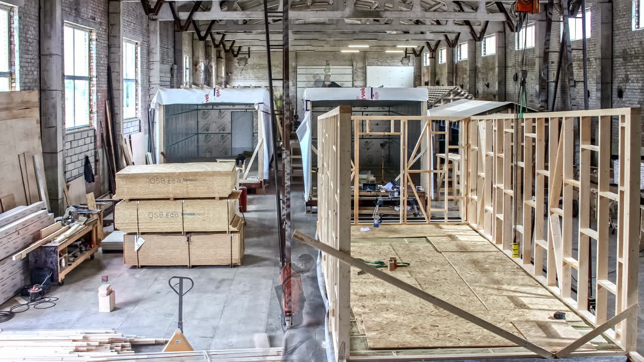 Prefabricated House Construction in a Factory