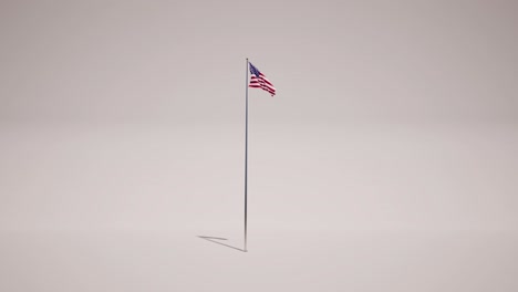 Bandera-De-Estados-Unidos-Ondeando-Sobre-Un-Mástil-De-Metal-Sobre-Fondo-Blanco,-Animación-3D