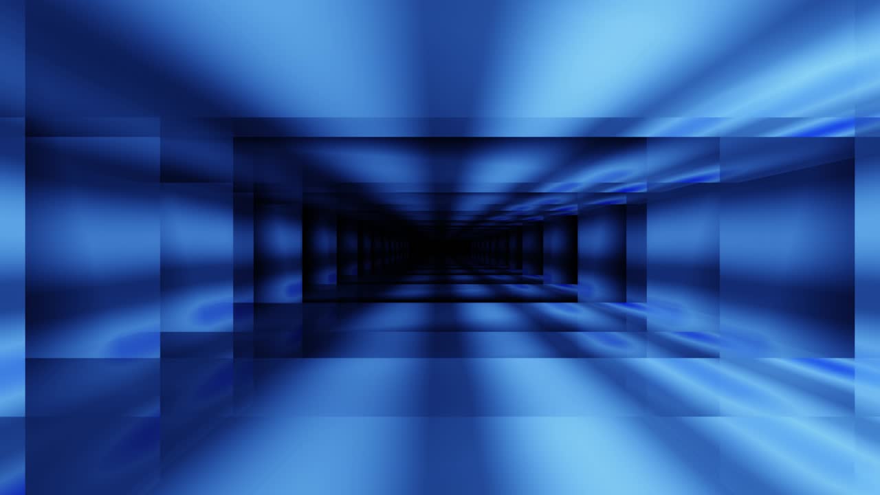 movimiento suave en la niebla a lo largo del túnel azul.